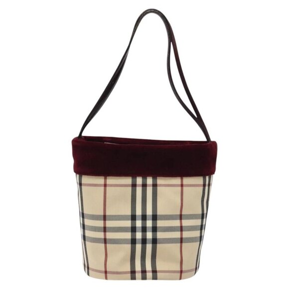 BURBERRY Nova Check Hand Bag Canvas Beige Silver Auth - Picture 7 of 15